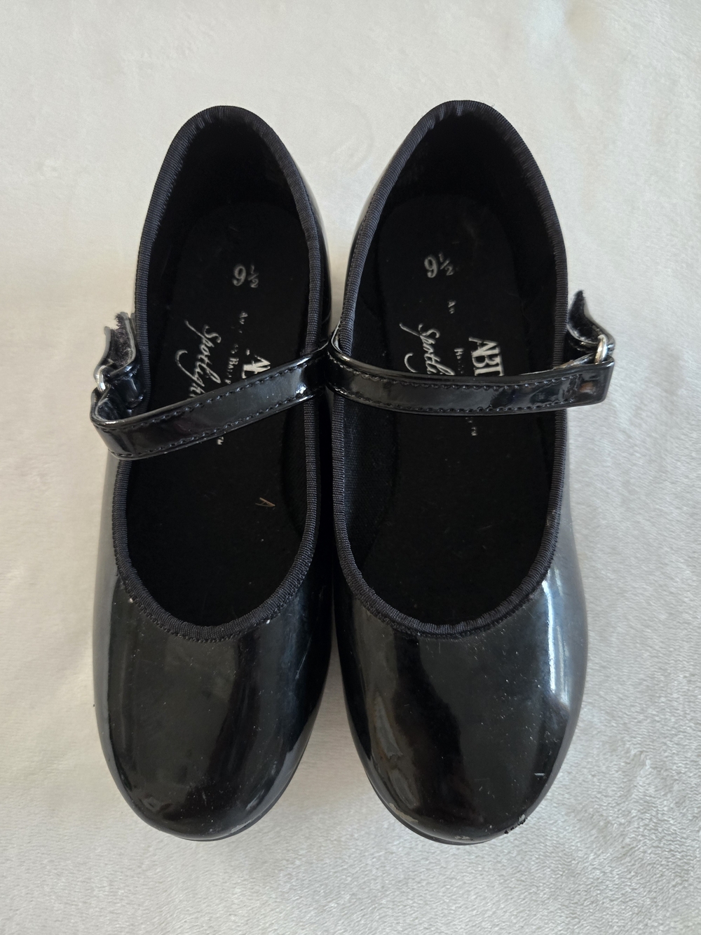 ABT Classic Girls' Black Patent Tap Shoes, Size 9.5